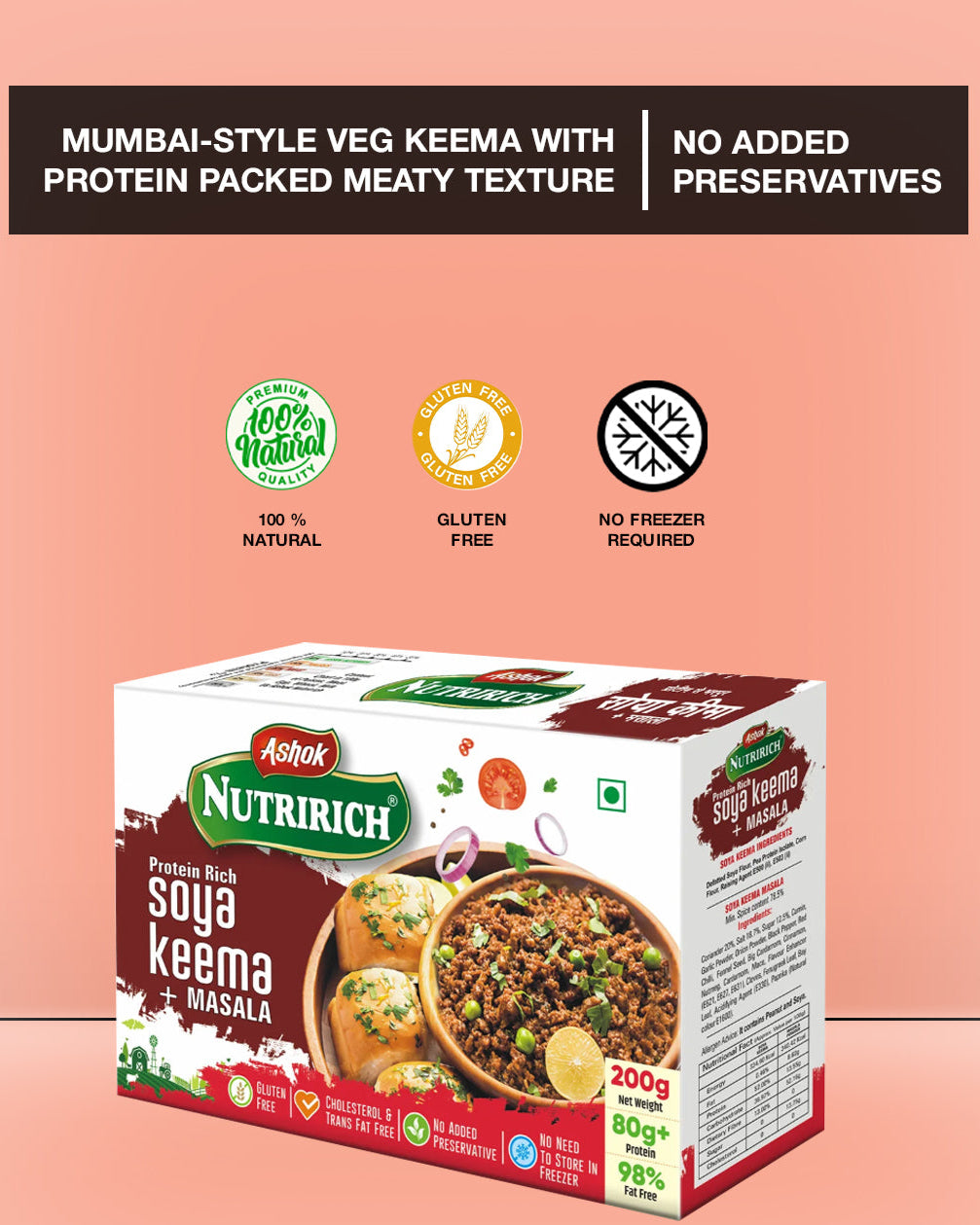 Ashok Nutririch Soya Keema With Keema Masala ,200g (combo pack)