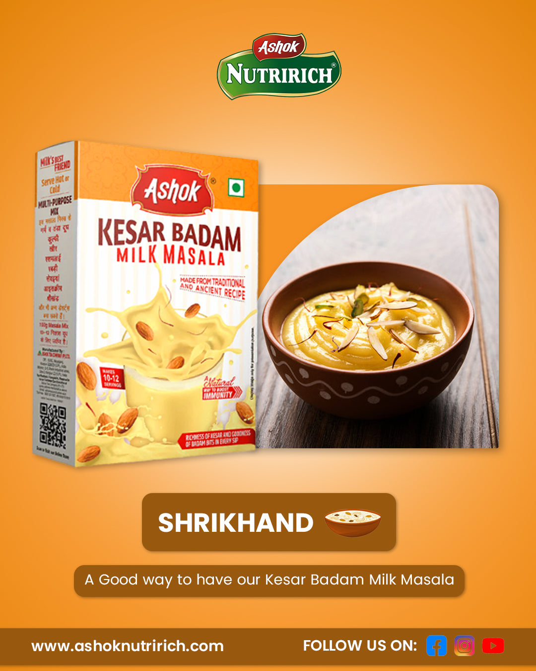 Ashok Kesar Badam Milk Masala 100 gm (Available in Pack of 3 and 4)