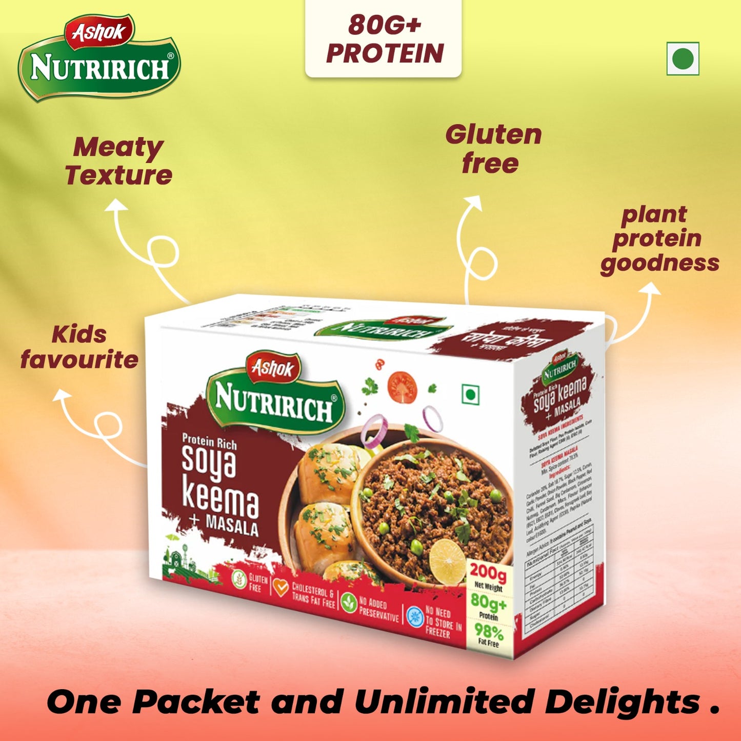Ashok Nutririch Soya Keema With Keema Masala ,200g (combo pack)