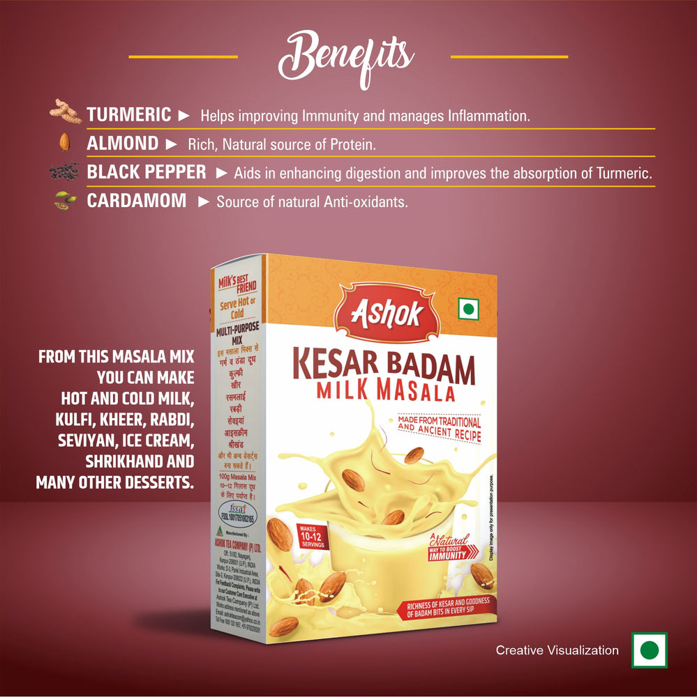 Ashok Kesar Badam Milk Masala 100 gm (Available in Pack of 3 and 4)