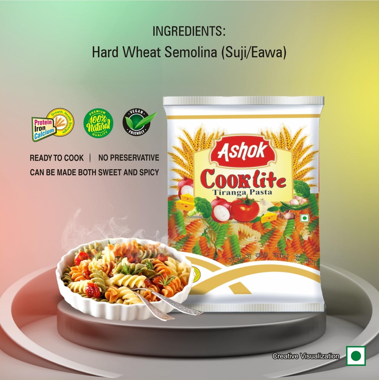 Ashok Cooklite Tiranga Pasta, 60 gm