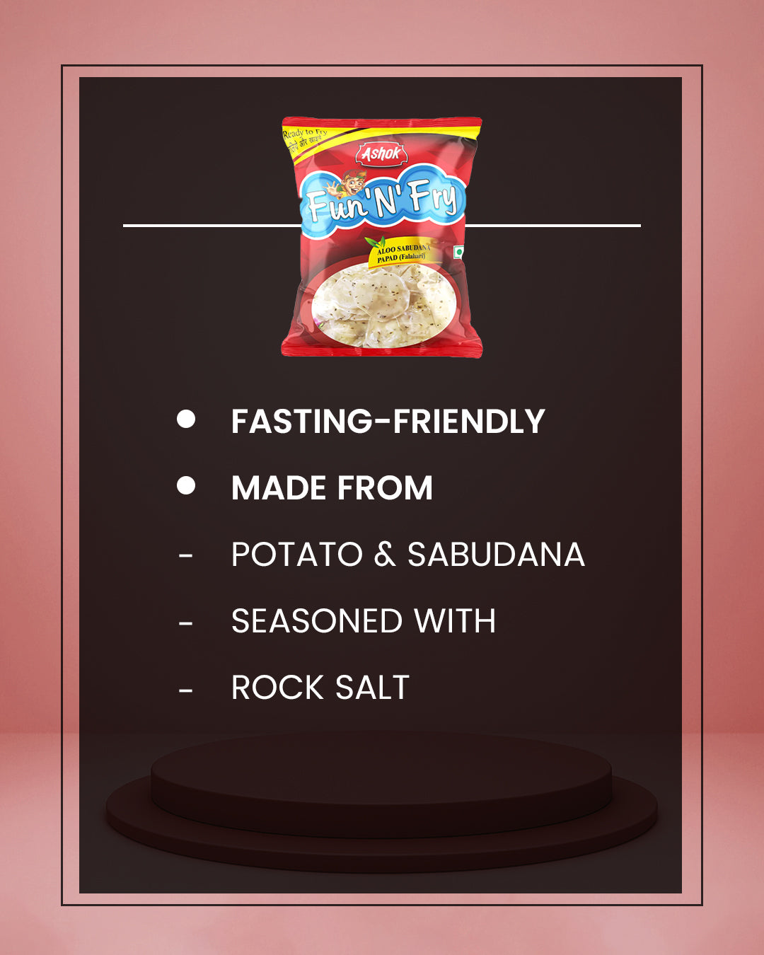 Ashok Fun-N-Fry Aloo Sabudana Falahari Papad 75g