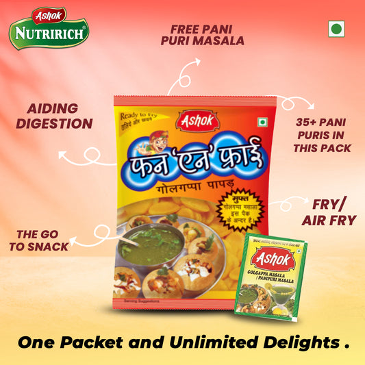 ASHOK NUTRIRICH Funnfry Golgappa/Pani Puri Papad/Panipuri Papad