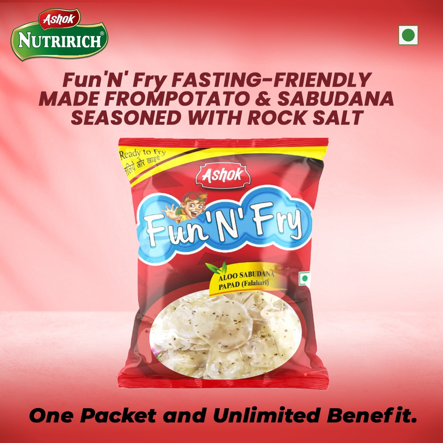 Ashok Fun-N-Fry Aloo Sabudana Falahari Papad 75g